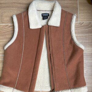 Barrage Authentic Womens S Brown Fall Vest with Faux Fur Western Cabincore
